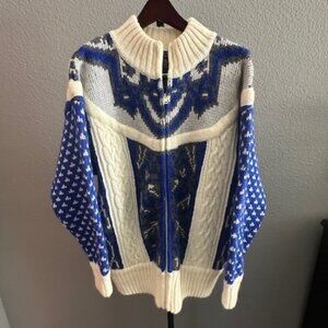 Vintage IB Diffusion Sport Mixed-Stitch Full Zip Sweater Cardigan - Size L - EUC